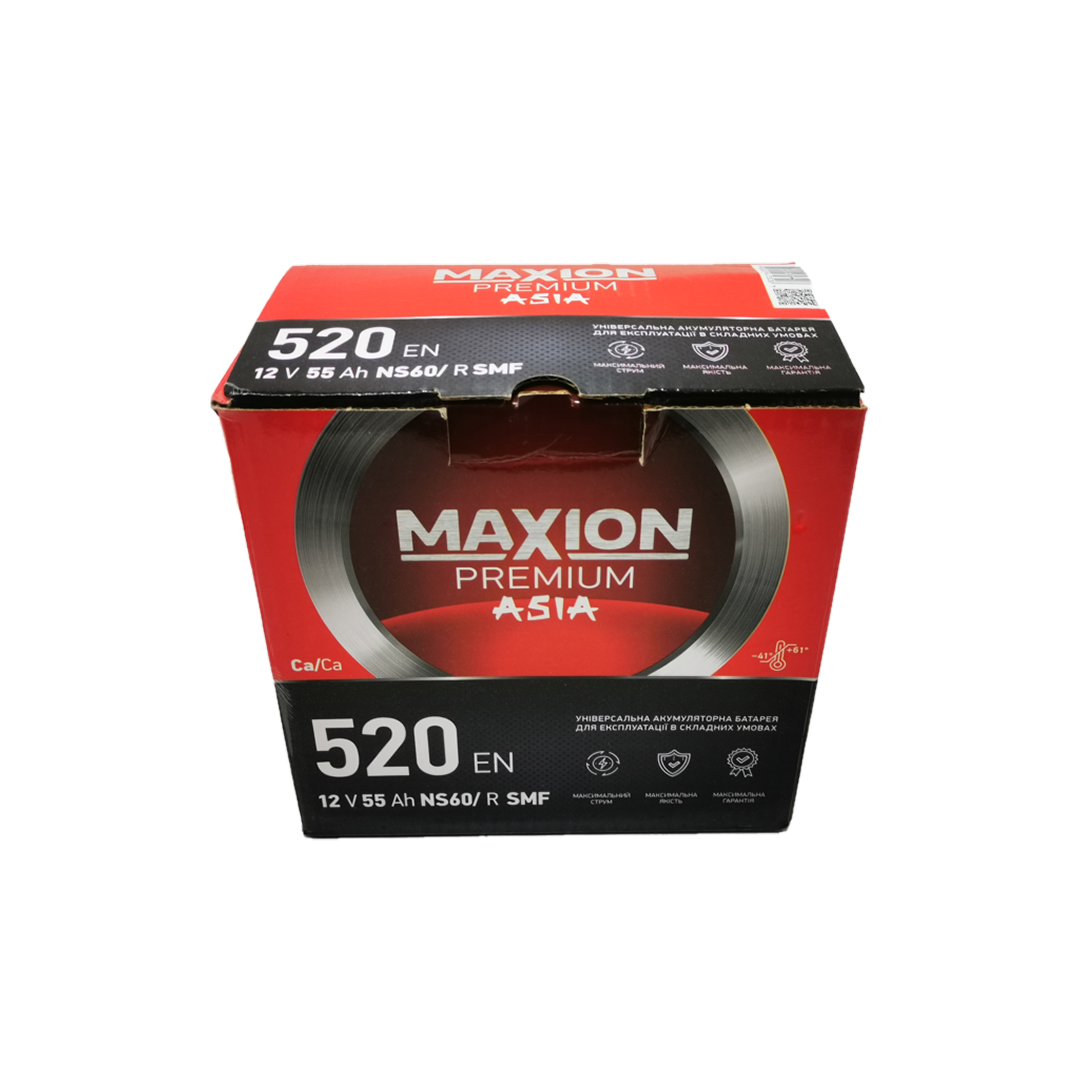 Акумулятор 55 А/год євро 520 А Азія Premium Maxion