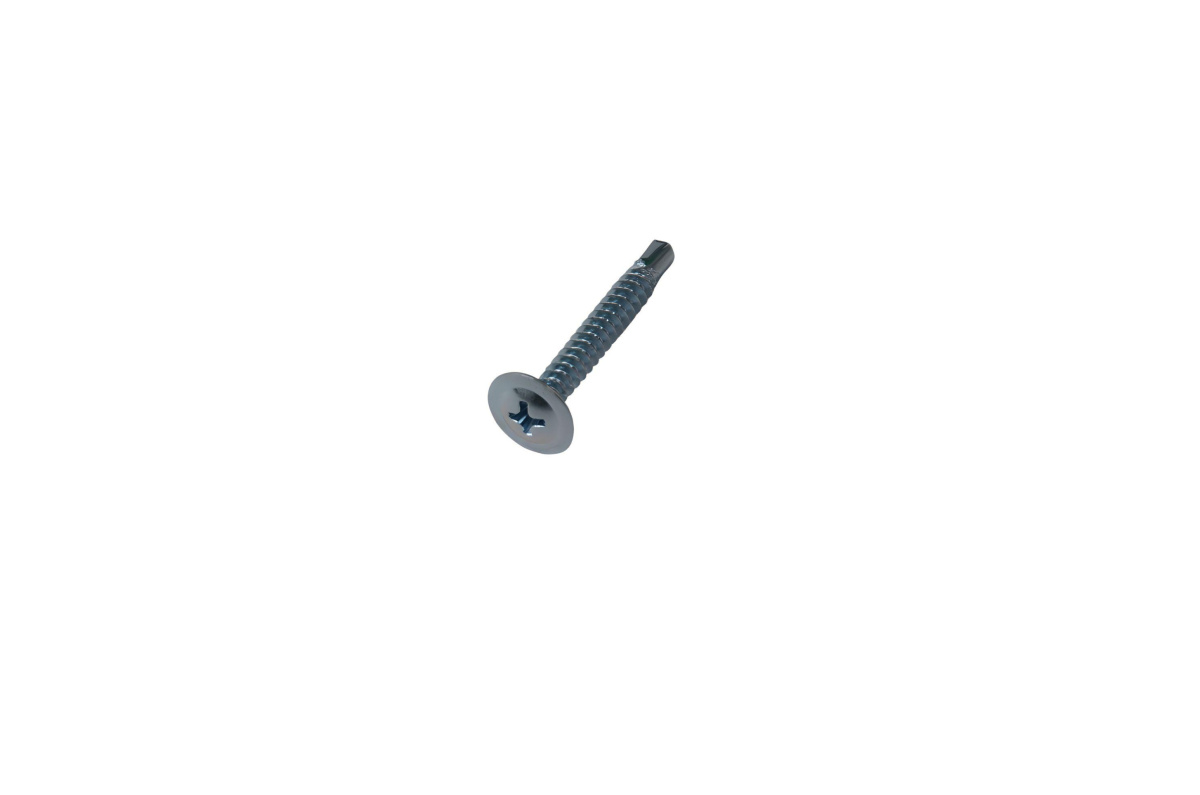 Саморіз 4,2 х 32 мм цинк білий з буртиком хрест (зі свердлом) Metalvis