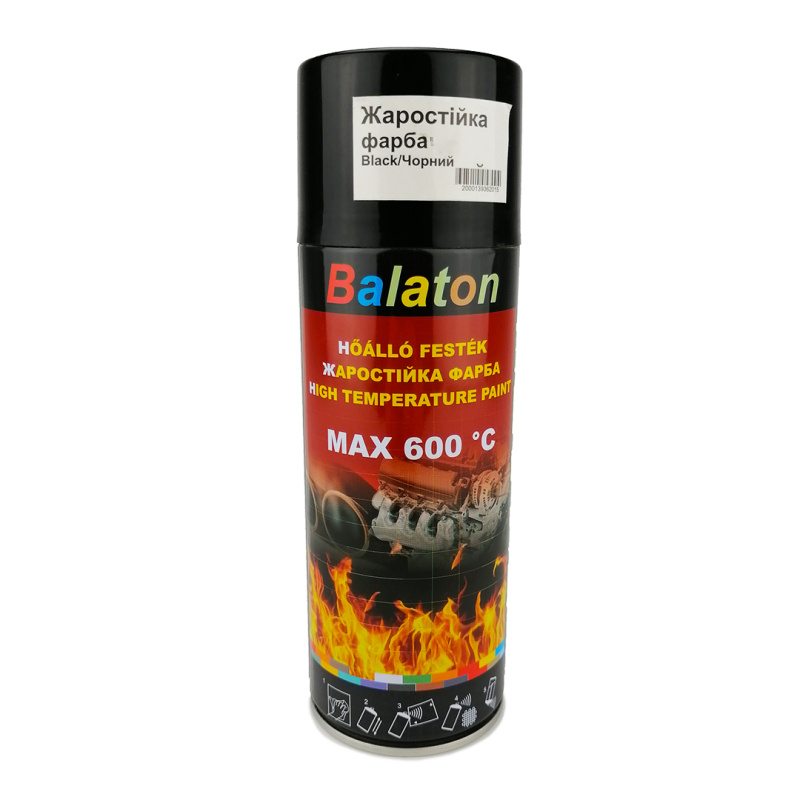 Емаль жаростійка чорна 400 мл аерозоль (фарба) Balaton