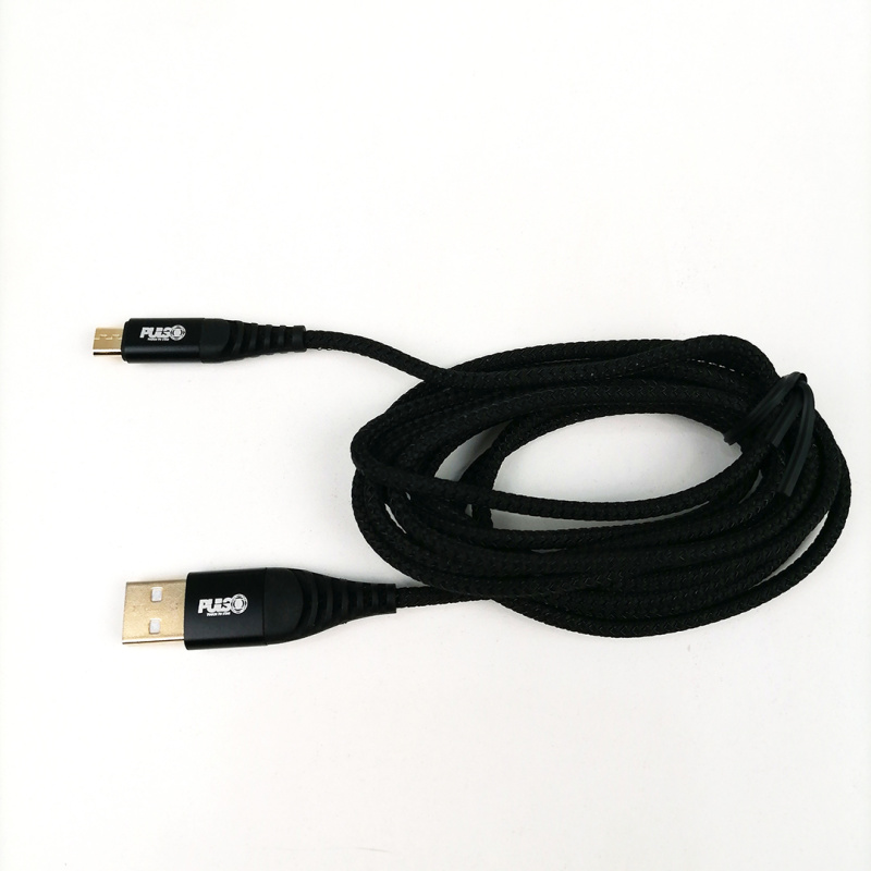 Кабель USB - Micro USB 3А Black 2м (швидка зарядка/передача даних) Pulso