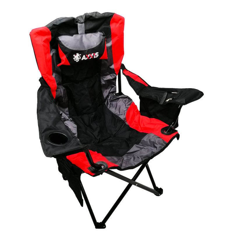 Крісло розкладне для пікніка, риболовлі з подушкою та термо-кишенею BOSS (червоно-чорне) Axxis