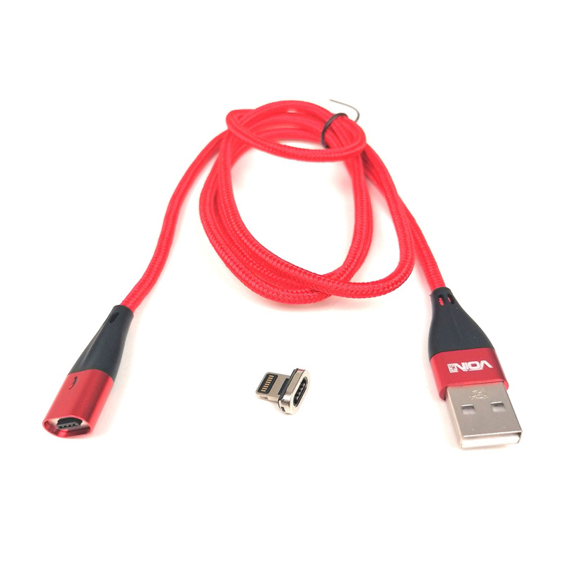 Кабель магнітний USB - Lightning 3А Red 1м (швидка зарядка/передача даних) Voin