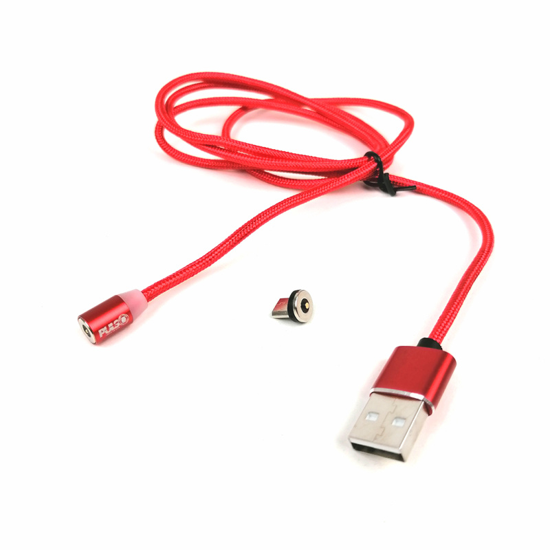 Кабель магнітний USB - Micro USB 2,4А Red 1м (тільки заряджання) Pulso