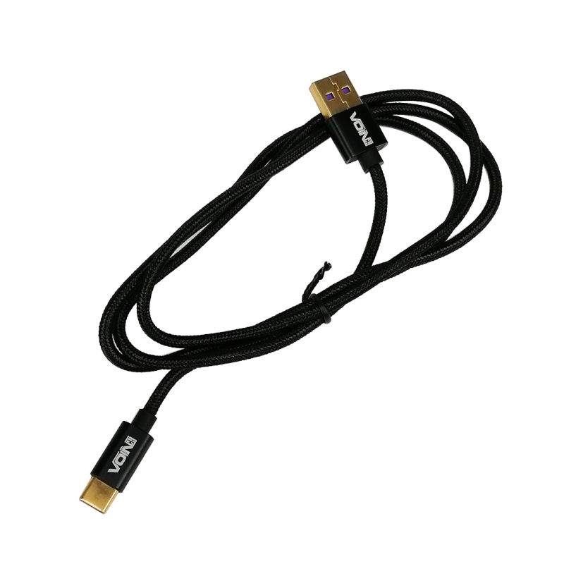 Кабель USB - Type C 5А Black 1м (супер швидка зарядка/передача даних) Voin