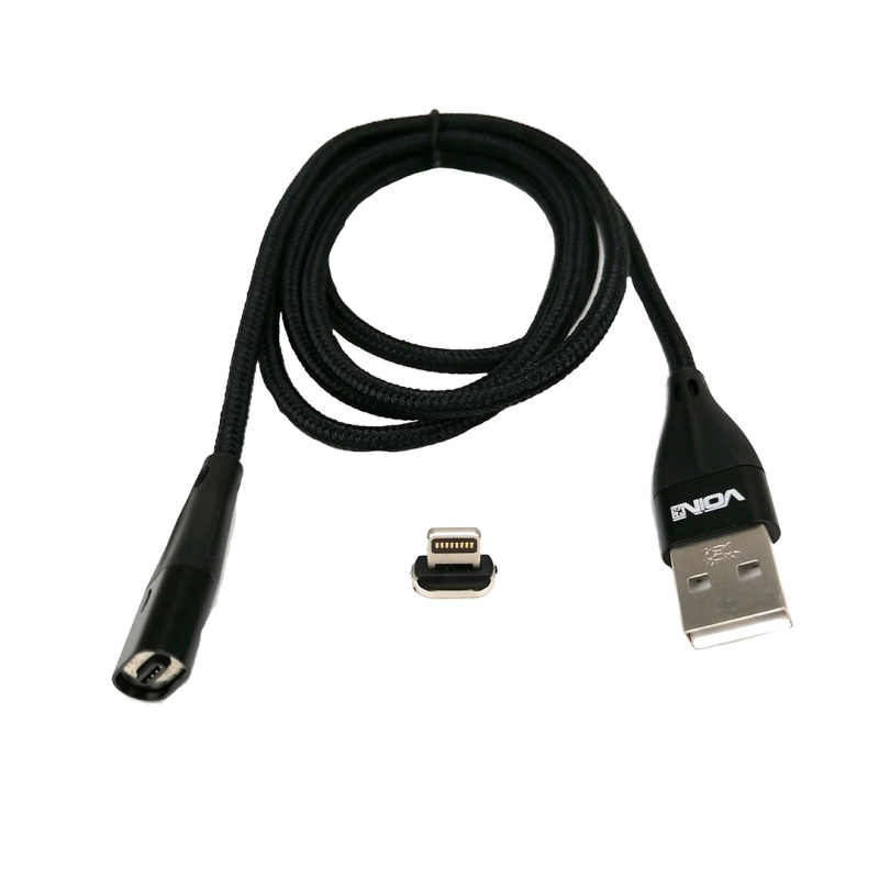 Кабель магнітний USB - Lightning 3А Black 1м (швидка зарядка/передача даних) Voin