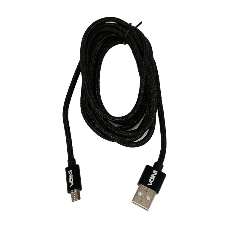 Кабель USB - Micro USB 3А Black 2м (швидка зарядка/передача даних) Voin