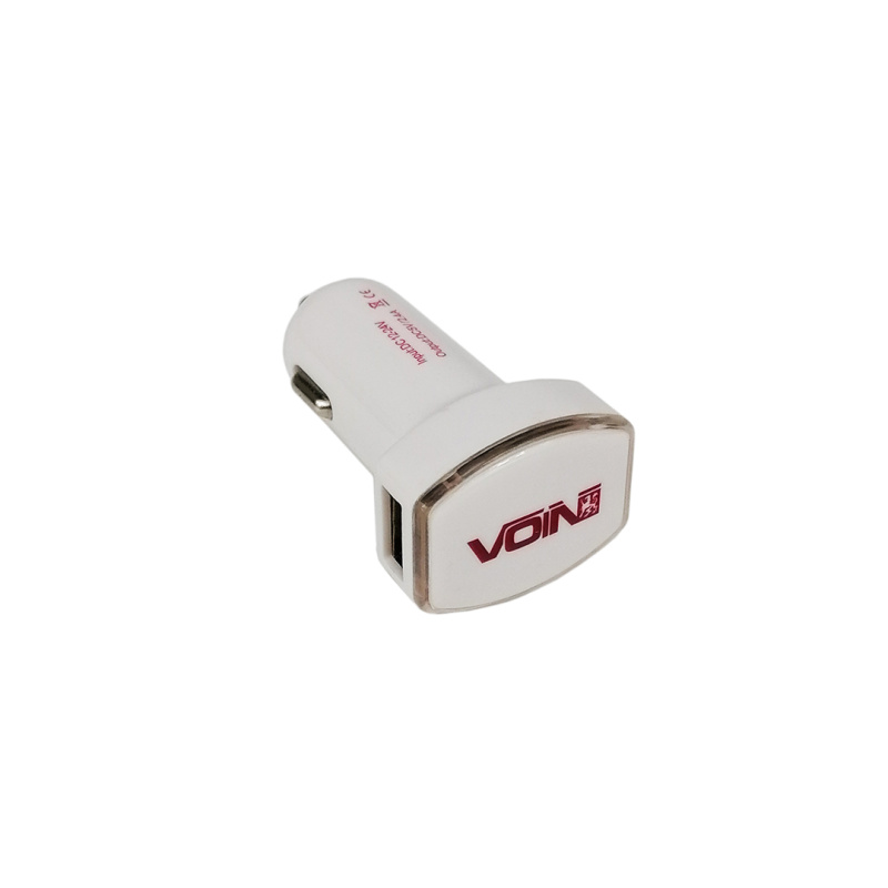 Автомобільний зарядний пристрій 2 USB 2400mA 12/24 V бічне розташування (блістер) Voin