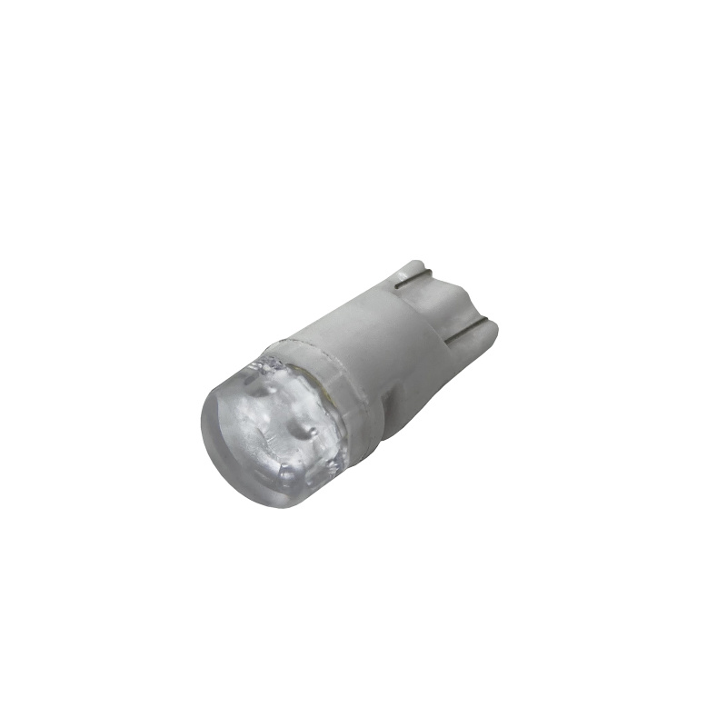 Лампа б/ц LED Т10 12V 2 діода біла керамічна (лінза прозора) Квант