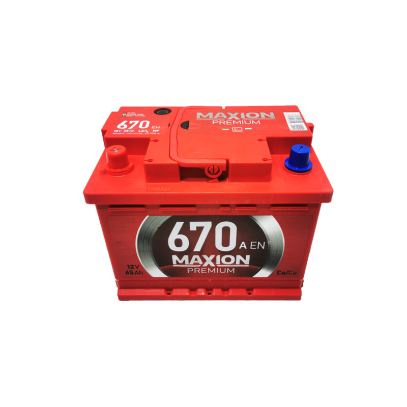 Акумулятор 65 А/год + лівий 670 А Premium Maxion